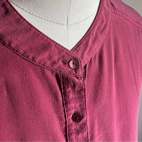Eileen Fisher Silk Small Burgundy/Maroon Blouse Shirt - Picture 5 of 16